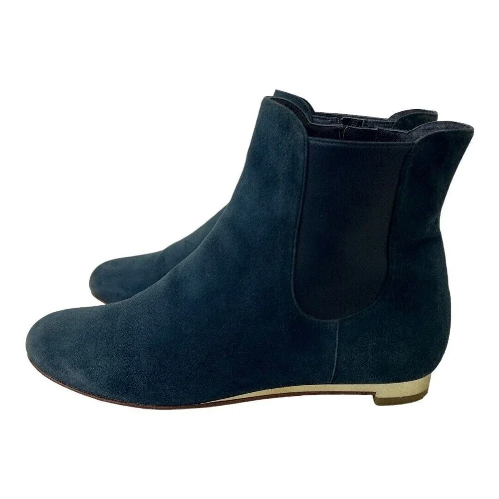 Cole Haan Womens Size 6 Hidden Wedge Blue Suede Ankle Boots - Picture 3 of 6